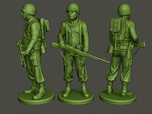 3D model american soldier ww2 stand