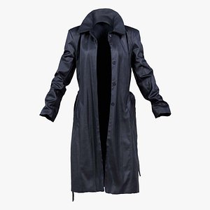 3D Long Black Leather Underworld Coat Open Remastered