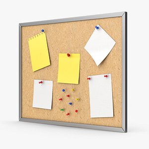 3D model Pinboard With Sticky Notes