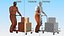 3D Worker with Trolley Low Platform Railing Cardboard Boxes Rigged Fur for Modo model
