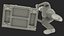 3D Worker with Trolley Low Platform Railing Cardboard Boxes Rigged Fur for Modo model