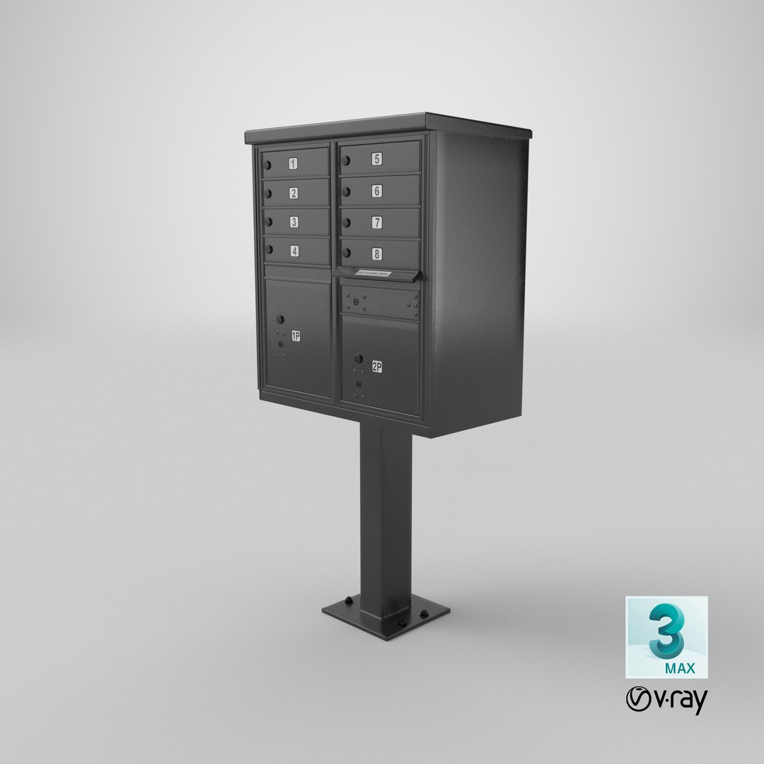 Black Eight Door Two Parcel Cluster Mailbox 3D https://p.turbosquid.com/ts-thumb/53/0UKScN/9z/stemcell_max_vray_render/png/1683834858/1920x1080/fit_q87/7e713a29ddafe8bcc704a7582c245c43cedd56d6/stemcell_max_vray_render.jpg