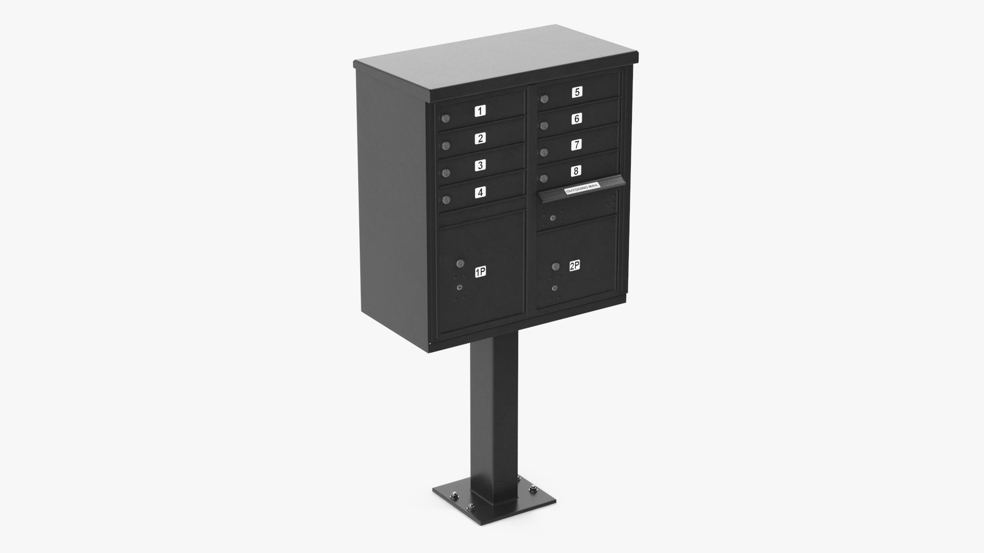 Black Eight Door Two Parcel Cluster Mailbox 3D https://p.turbosquid.com/ts-thumb/53/0UKScN/AP/blackeightdoortwoparcelclustermailboxvray3dmodel012/jpg/1675300576/1920x1080/fit_q87/0e504a0c8e0949623d4e7d614fc323a64b3d576f/blackeightdoortwoparcelclustermailboxvray3dmodel012.jpg
