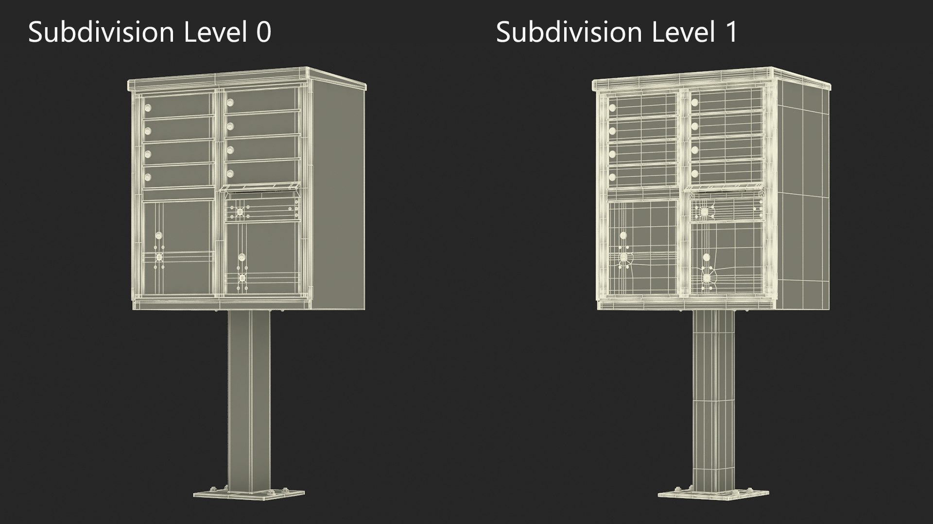 Black Eight Door Two Parcel Cluster Mailbox 3D https://p.turbosquid.com/ts-thumb/53/0UKScN/P0/blackeightdoortwoparcelclustermailboxvray3dmodel025/jpg/1675300628/1920x1080/fit_q87/63601a6ea5612100bcbe837b9ed3240f221be051/blackeightdoortwoparcelclustermailboxvray3dmodel025.jpg