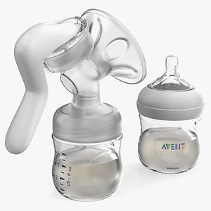 Philips Avent Manual Breast Pump and Baby Bottle with Milk