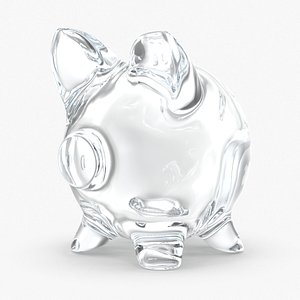 piggy bank glass clear 3d max