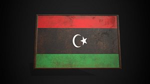 3D Old Picture Frame With Libya Flag - Game Ready PBR Low-poly 3D Model