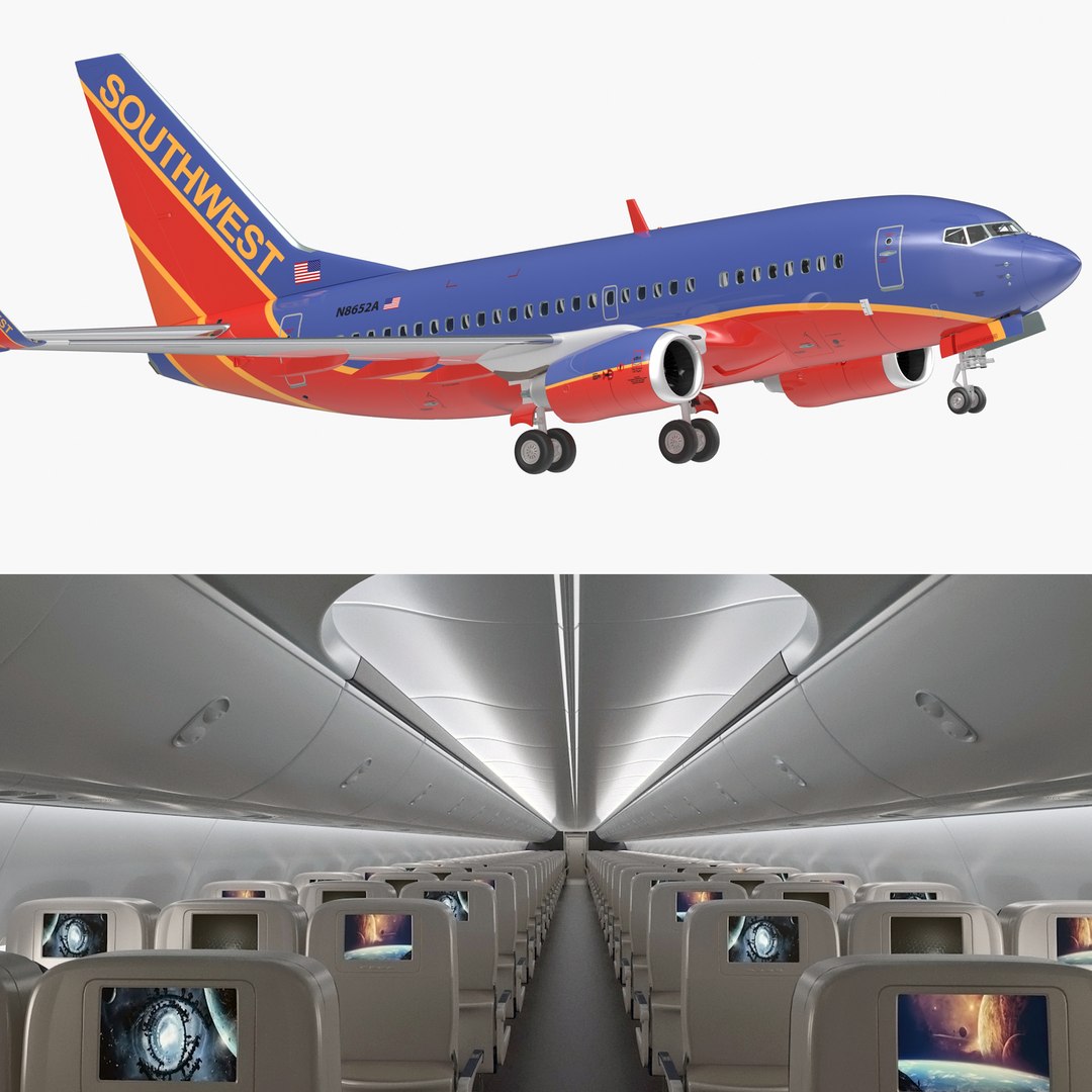Boeing 737-600 with Interior Southwest Airlines 3D model preview