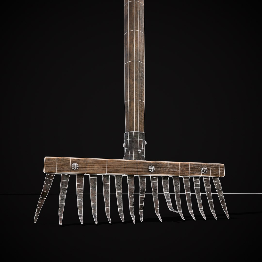 3D Vintage Iron Rake - TurboSquid 2384342
