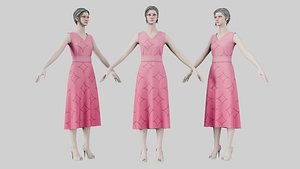 Dress 02 Tickle Me Pink 3D model