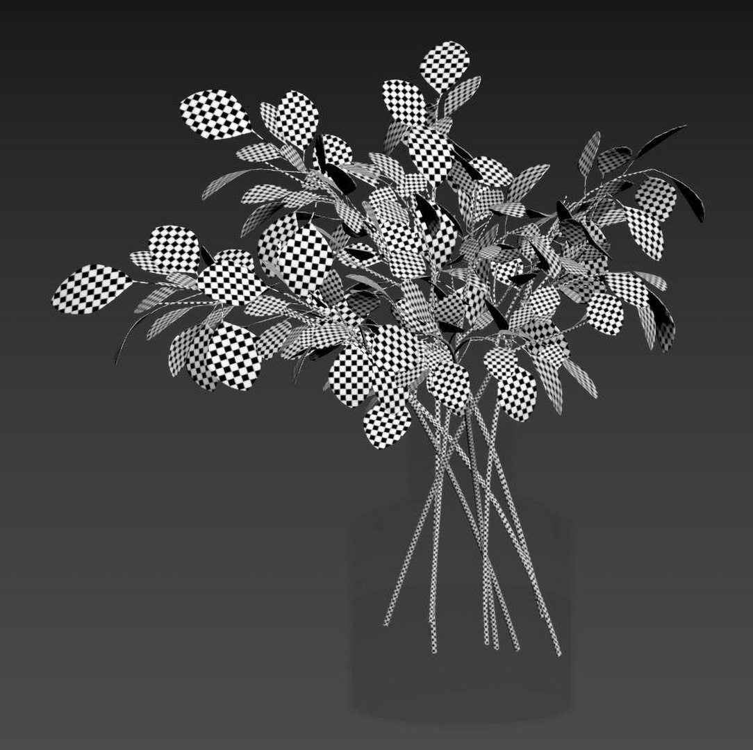 Eucalyptus Bouquet In Glass Vase Model TurboSquid 1729664