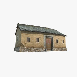 3D Asian ancient building mud brick house model