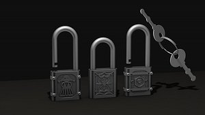 3D model Small locks with a key