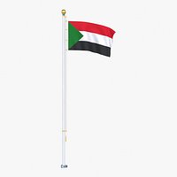 Sudan Flag Stand Pole Animated