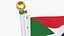 Sudan Flag Stand Pole Animated