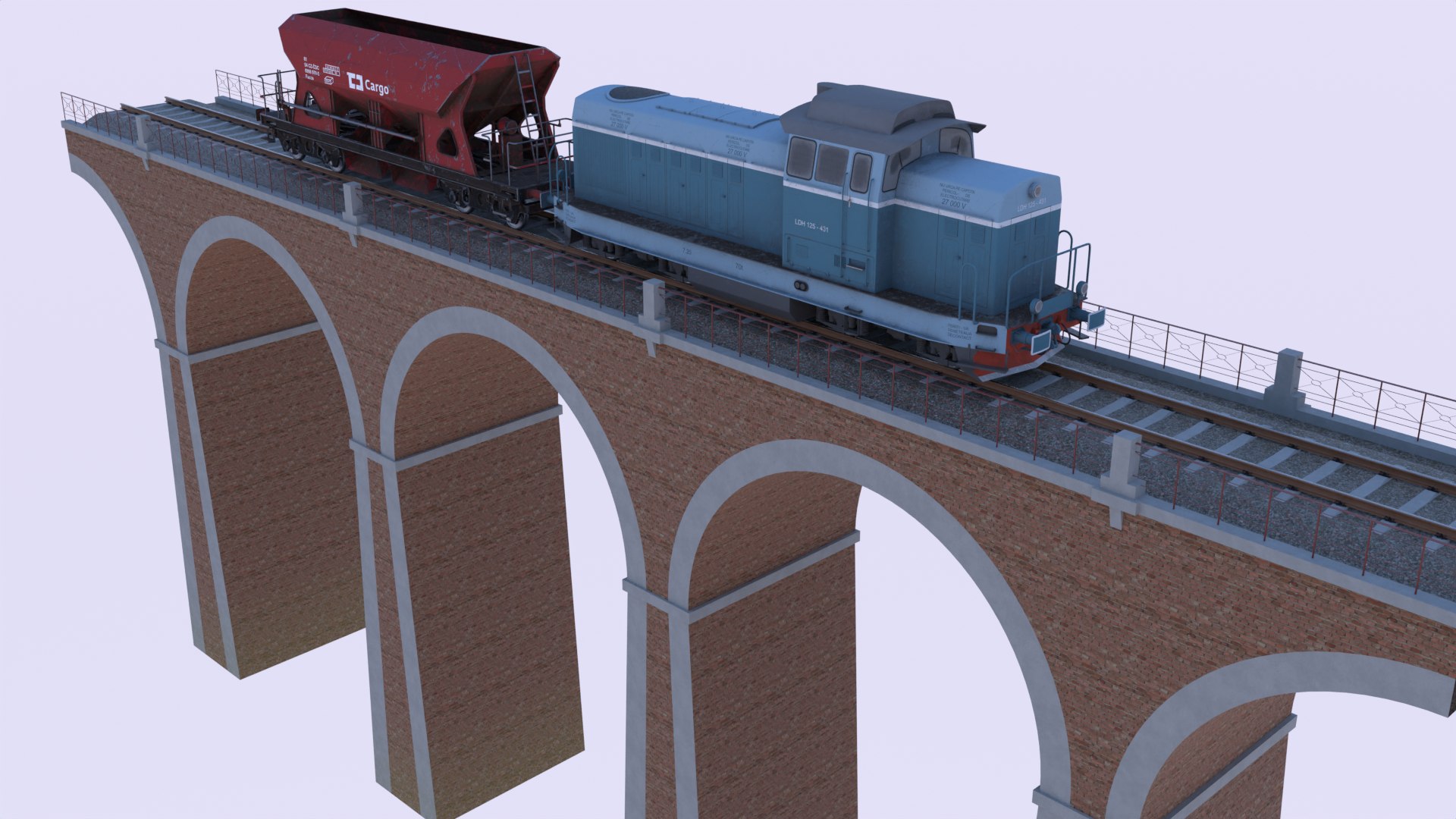 Viaduct With Cargo Train 3D Model - TurboSquid 2251719