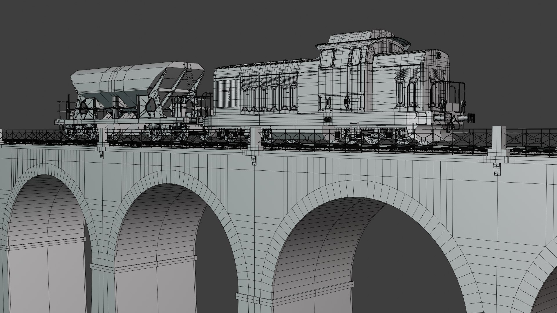 Viaduct With Cargo Train 3D Model - TurboSquid 2251719