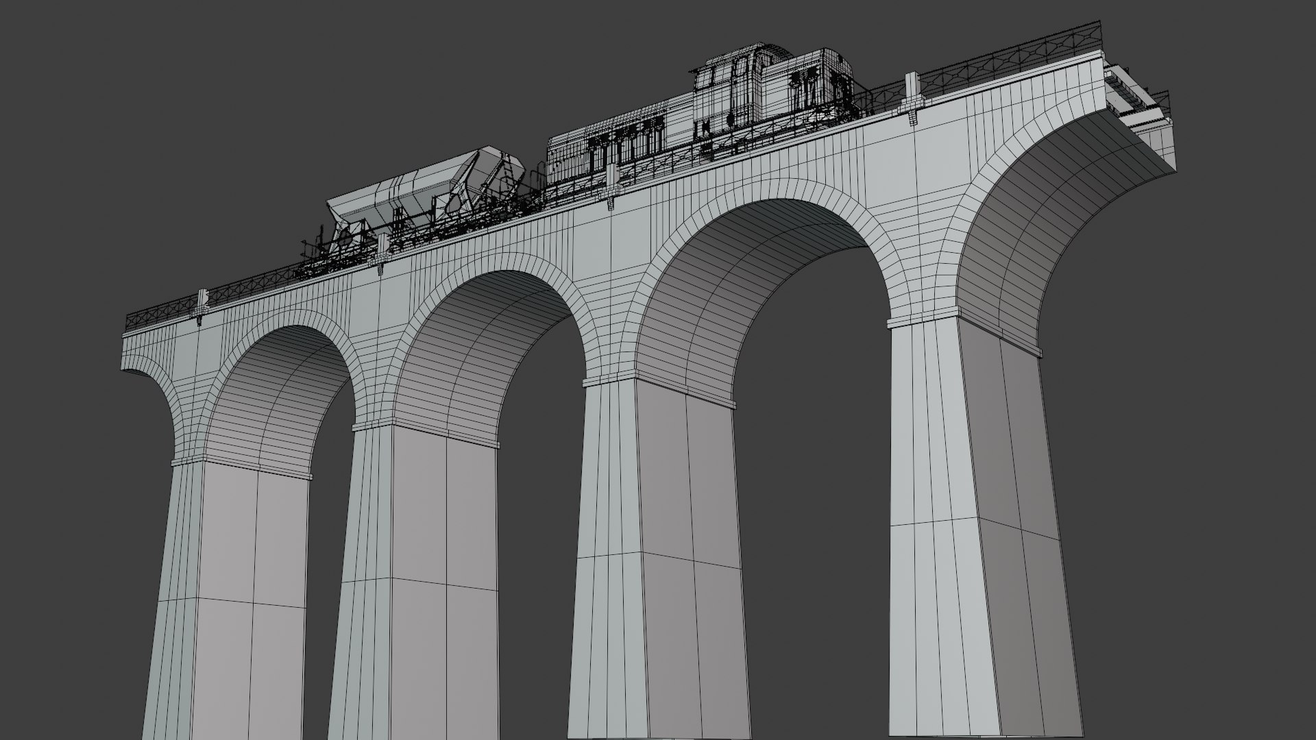 Viaduct With Cargo Train 3D Model - TurboSquid 2251719