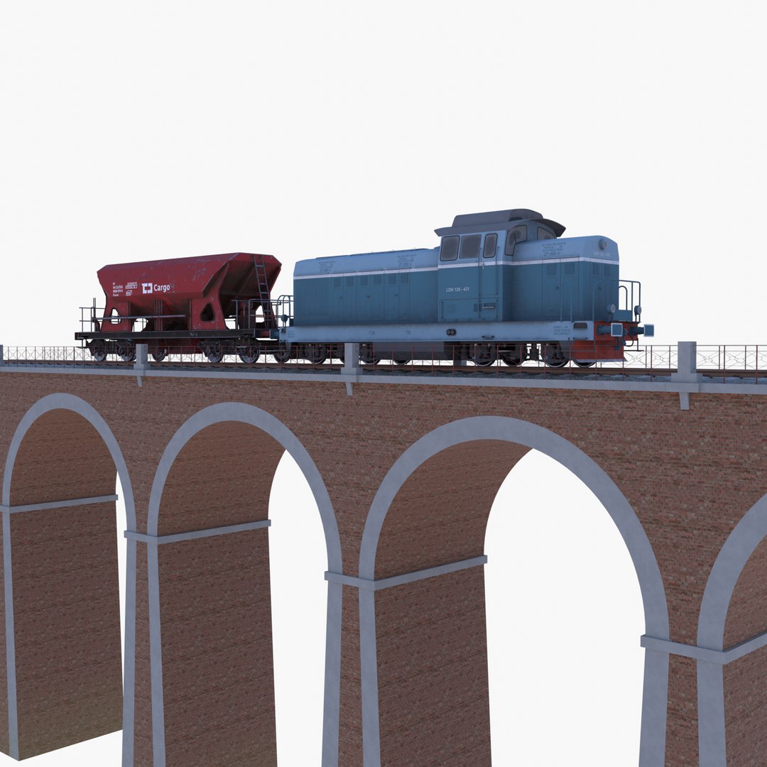 Viaduct With Cargo Train 3D Model - TurboSquid 2251719