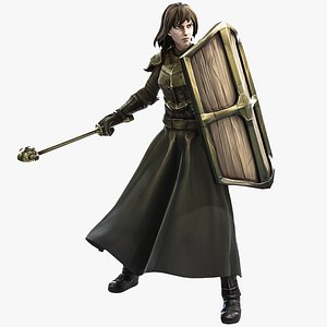 3D Shield Guardian Avelyn - Stylized Warrior Girl