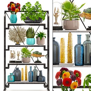 rack decor figurines plants 3D
