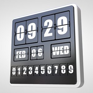 flip clock wall 3d c4d