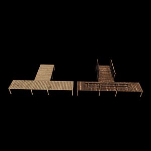 3D wooden platform 3D model