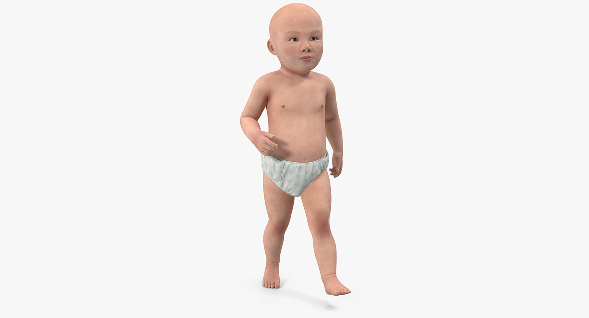 Asian Baby Boy Walking 3D Model 3D model preview