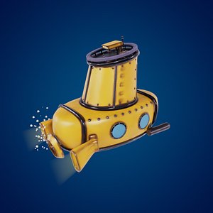 Stylized Yellow Submarine Cartoon Taxi Model