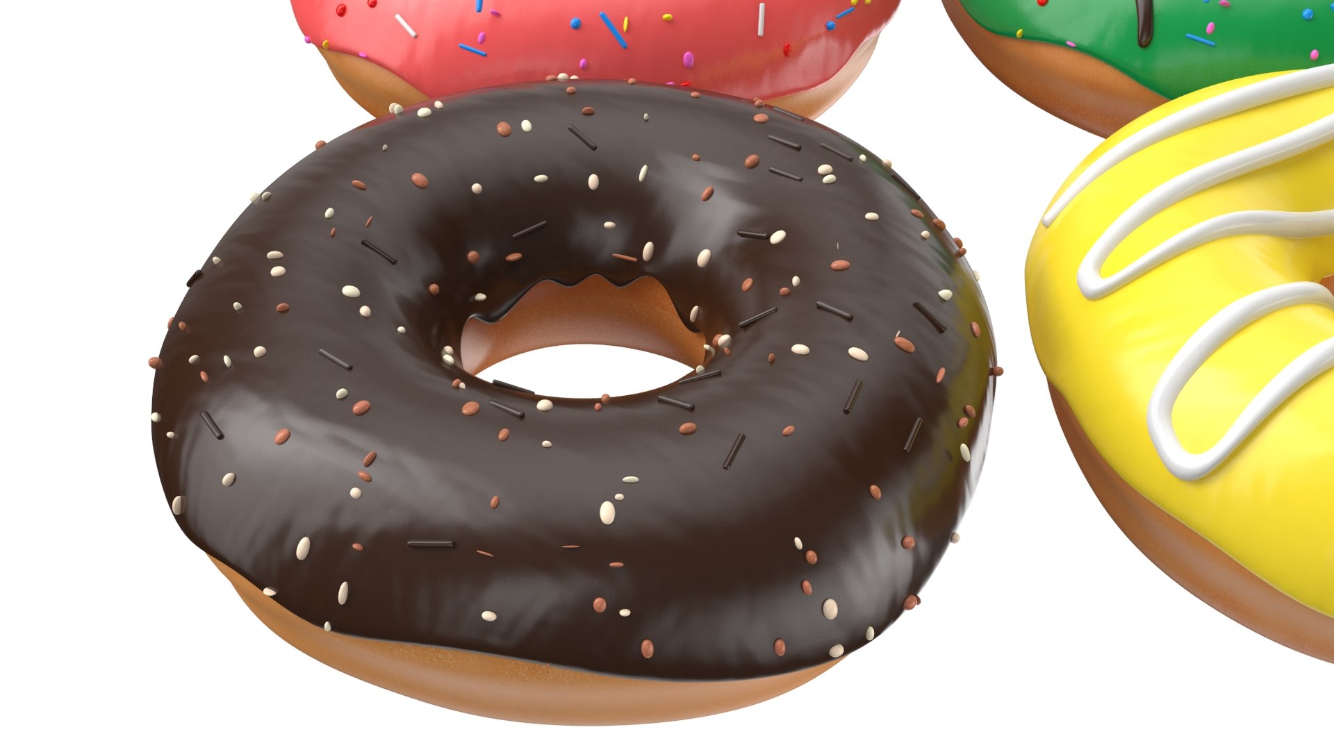 3D Four Donuts model https://p.turbosquid.com/ts-thumb/54/X2Qswl/Hu/4/jpg/1644306669/1920x1080/fit_q87/78cdec698c41616d3a6a3aaf6c4da2be414809ff/4.jpg