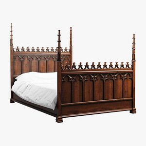 3D Realstic Gothic Bed And Frame Model
