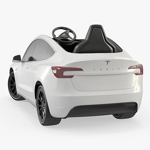 Luxury Kids Ride-On Tesla Inspired White Rigged 3D