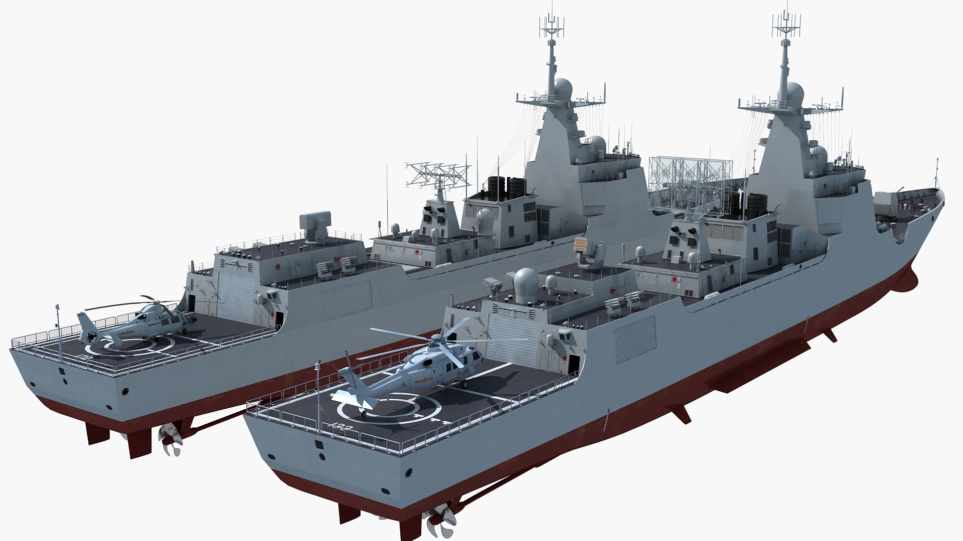 Chinese Navy Type 052dl And Type 052d Destroyer 3d Model - Turbosquid 