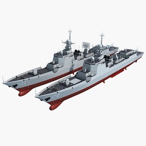 Chinese Navy Type 052DL and Type 052D Destroyer 3D model