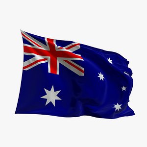 Realistic Animated Flag - Microtexture Rigged - Put your own texture - Def Australia 3D model