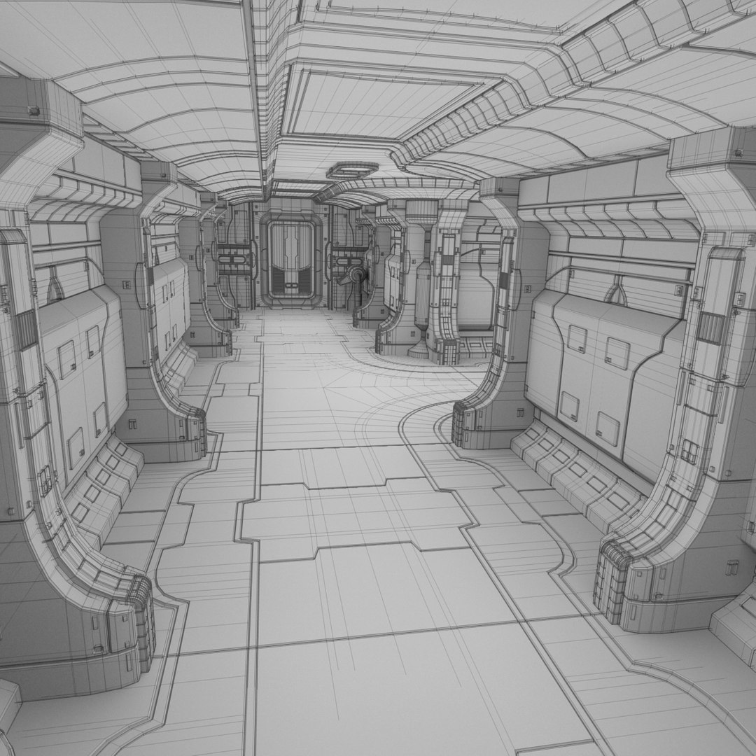 3ds Max Starship Corridor Interior Ship