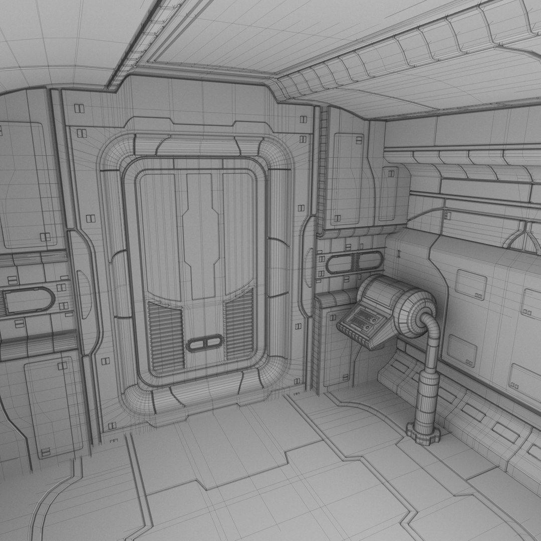 3ds Max Starship Corridor Interior Ship