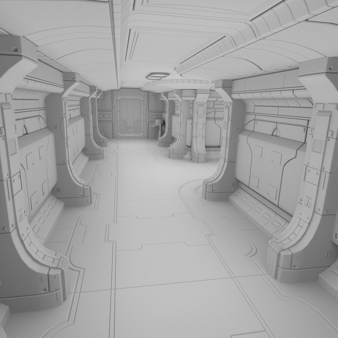 3ds Max Starship Corridor Interior Ship