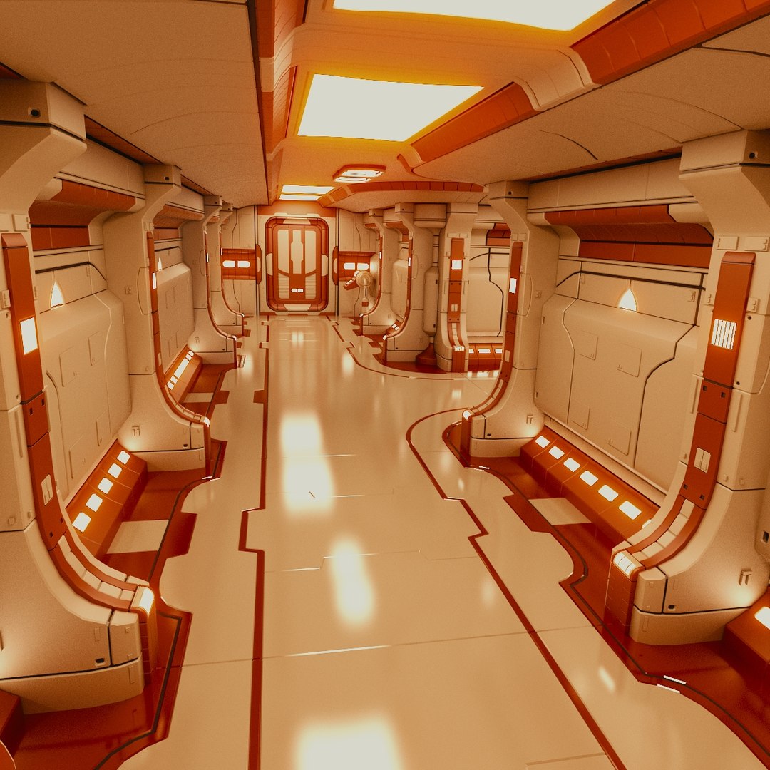 3ds Max Starship Corridor Interior Ship