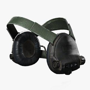 Tactical Dual-Strap Headset - Game Ready 3D model