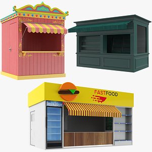 Three Empty Kiosks