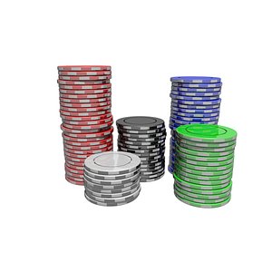 3D pile chips casino tokens