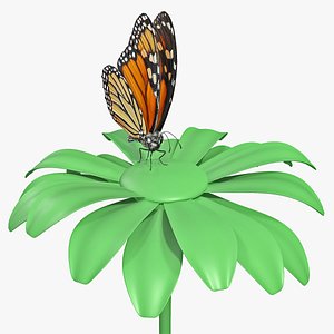 monarch butterfly collects nectar 3D model