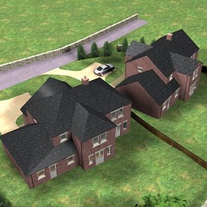 3d model of detatched houses