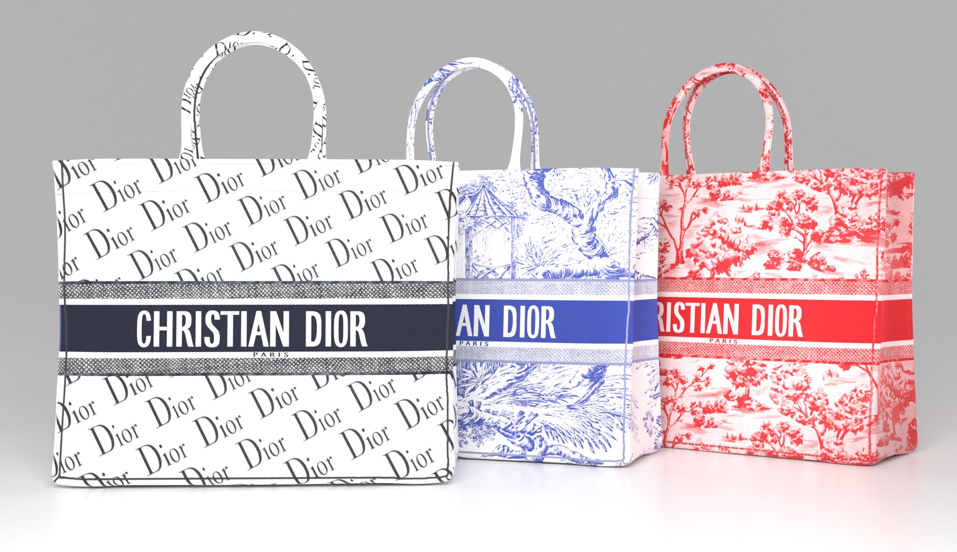 3D Model Collection Dior Bag Small Book Tote VR / AR / low-poly