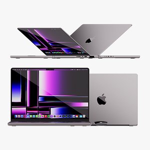 Apple MacBook Pro 14 - 16 Space Gray 2022 With Magic Mouse 3D model