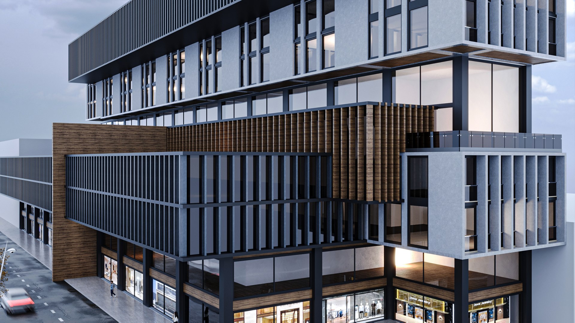 3D Modern Commercial Storefront Realistic Shopping Mall Exterior 3D ...