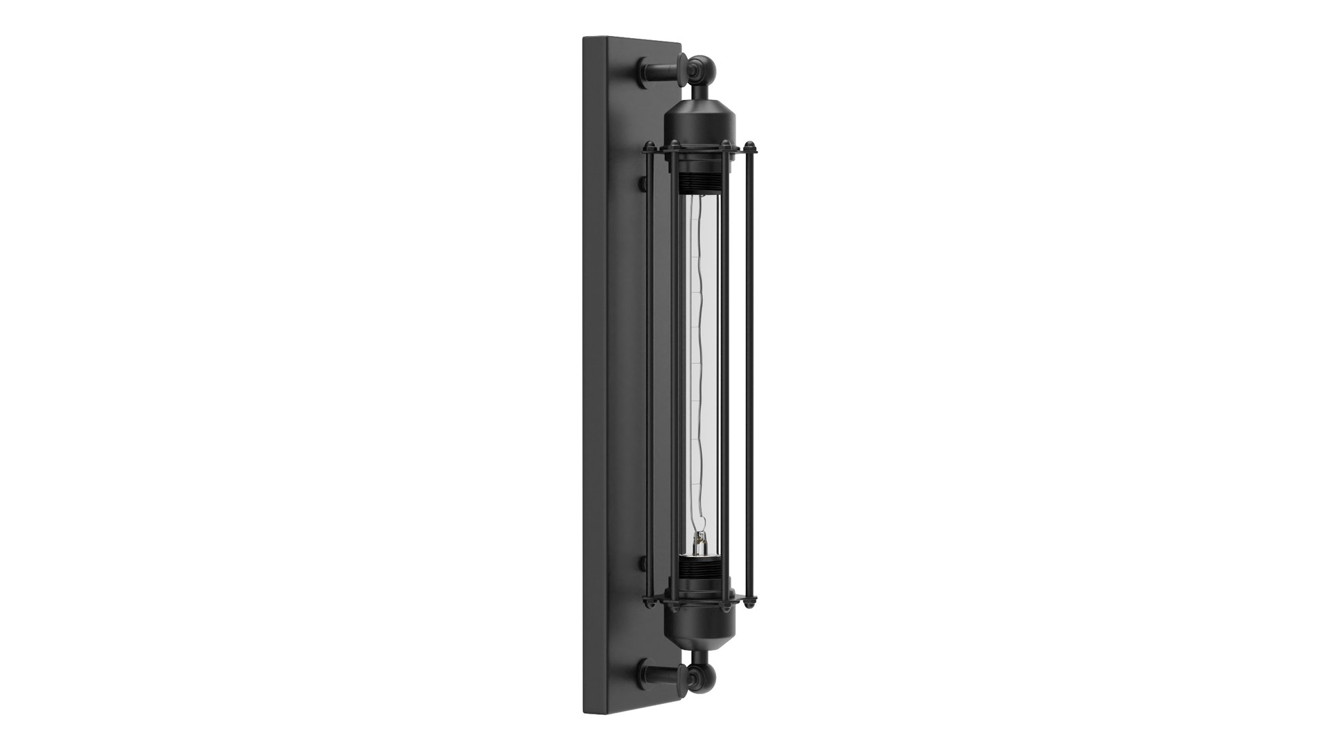 Iron Cage Wall Mount Industrial Tube Bulb Off 3D model preview