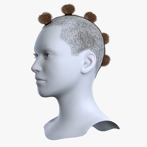 Men Brown Bantu Knots Mohawk Fade Hair 3D Asset 3D model