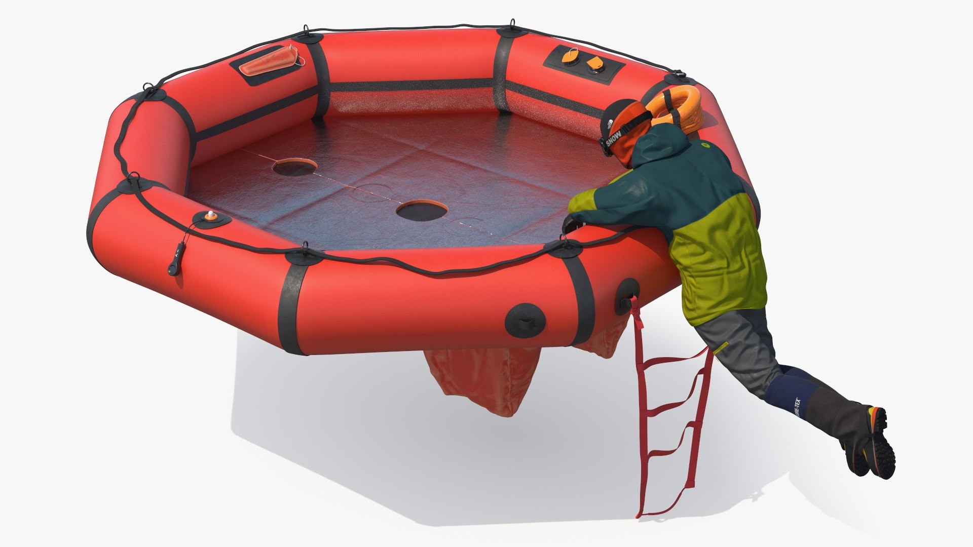 Life Raft with Extras and Tourist Aboard 3D model preview